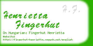 henrietta fingerhut business card